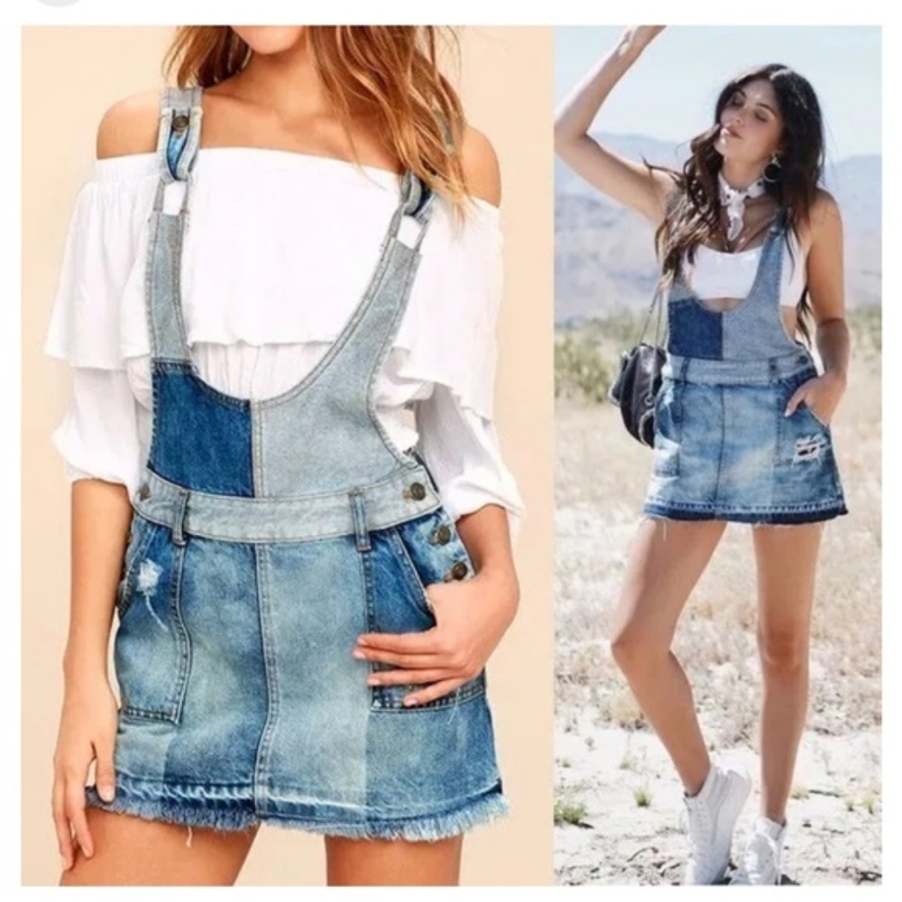 Free People Denim Overall Dress